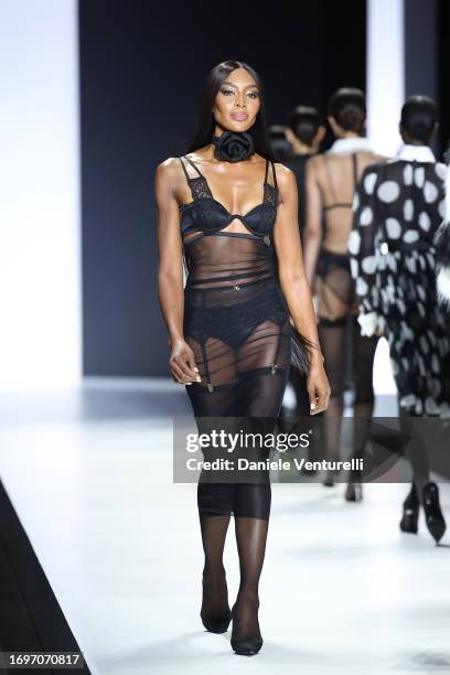 Naomi Campbell walks the runway at the Dolce&Gabbana fashion show during the Milan Fashion Week Womenswear Spring/Summer 2024 on September 23, 2023...