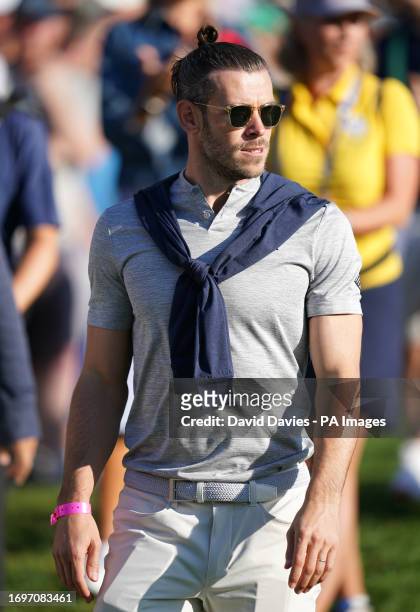Gareth Bale watching the foursomes during day one of the 44th Ryder Cup at the Marco Simone Golf and Country Club, Rome, Italy, ahead of the 2023...
