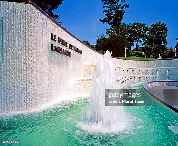 fountain - olympic museum lausanne stock pictures, royalty-free photos & images