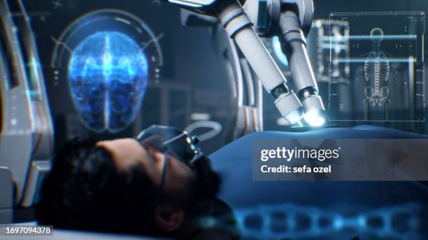 surgery with robotic arm and artificial intelligence - robot surgery stock pictures, royalty-free photos & images