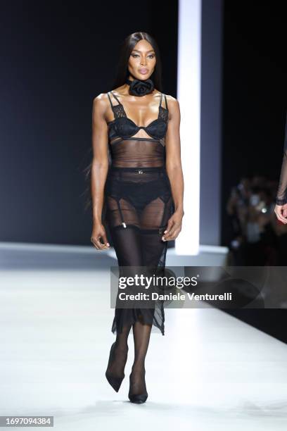 Naomi Campbell walks the runway at the Dolce&Gabbana fashion show during the Milan Fashion Week Womenswear Spring/Summer 2024 on September 23, 2023...