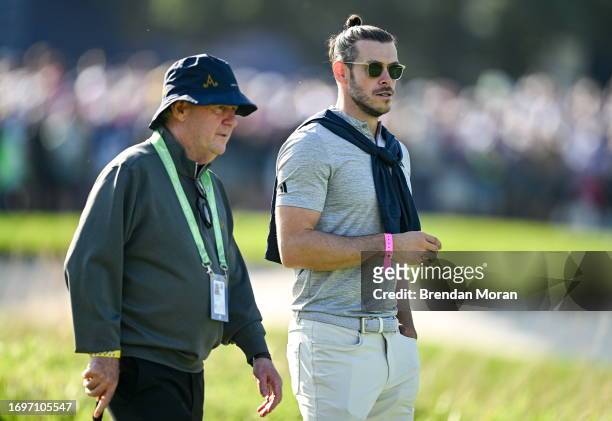 Rome , Italy - 29 September 2023; Former professional footballer Gareth Bale, right, and Businessman JP McManus during the morning foursomes matches...