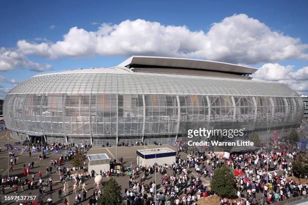 General view outside the stadium prior to the Rugby World Cup France 2023 match between England and Chile at Stade Pierre Mauroy on September 23,...