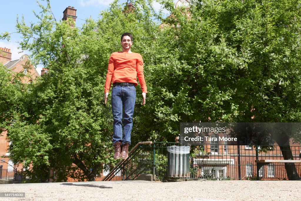 Man jumping in park