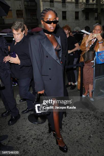 Clara Moneke attends the Dolce&Gabbana fashion show during the Milan Fashion Week Womenswear Spring/Summer 2024 on September 23, 2023 in Milan, Italy.