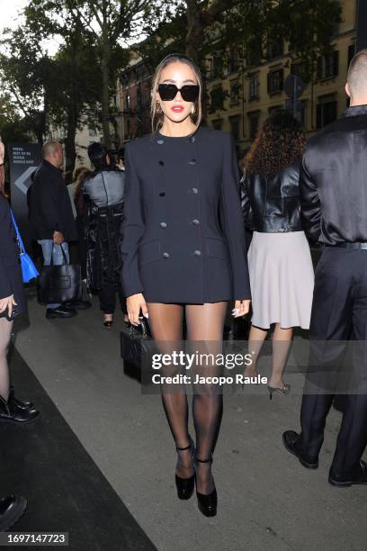 Tamara Kalinic arrives at the Dolce&Gabbana fashion show during the Milan Fashion Week Womenswear Spring/Summer 2024 on September 23, 2023 in Milan,...