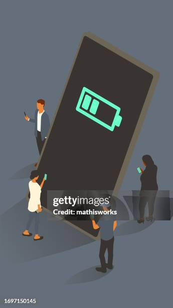 battery on phone - wireless charging stock illustrations