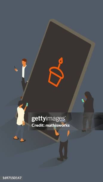 birthday on phone - generic smartphone stock illustrations