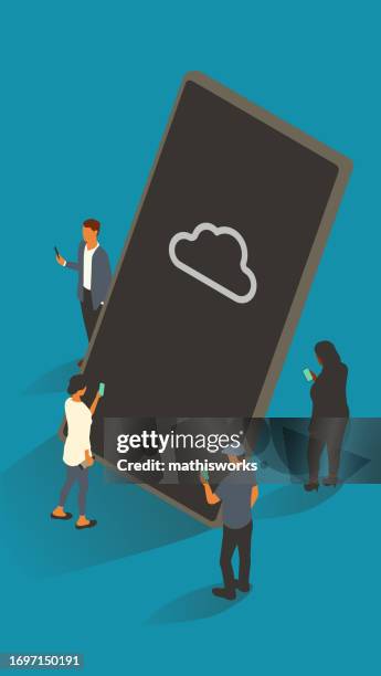cloud on phone - generic smartphone stock illustrations