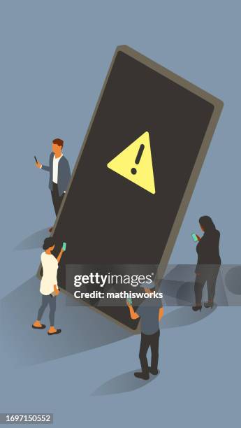 warning on phone - generic smartphone stock illustrations