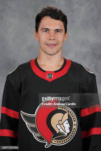 Artem Zub of the Ottawa Senators poses for his official headshot for the 2023-2024 season on September 20, 2023 at Canadian Tire Centre in Kanata,...