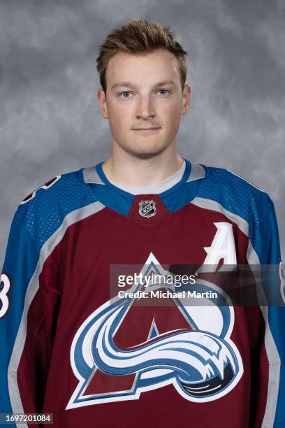 Cale Makar of the Colorado Avalanche poses for his official headshot for the 2023-2024 NHL season on September 20, 2023 at Ball Arena in Denver,...