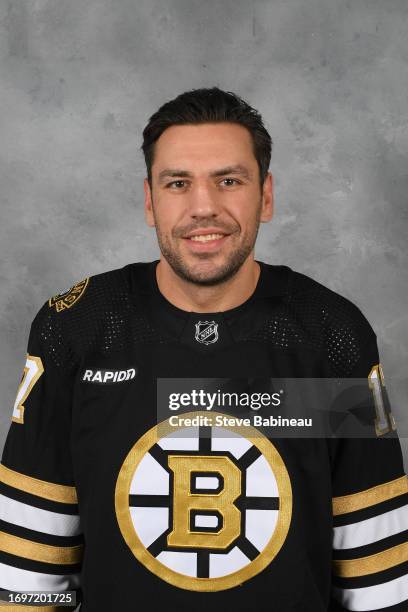 Milan Lucic of the Boston Bruins poses for his official headshot for the 2023-2024 season on September 20, 2022 at the Warrior Ice Arena in Brighton,...