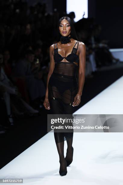 Naomi Campbell walks the runway at the Dolce&Gabbana fashion show during the Milan Fashion Week Womenswear Spring/Summer 2024 on September 23, 2023...