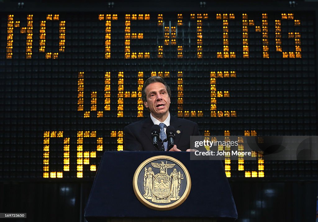 New York State Governor Andrew Cuomo Makes Announcement On Texting And Driving