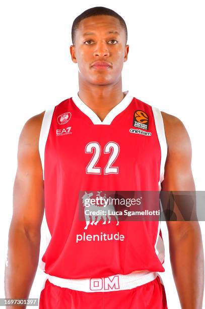 Devon Hall, #22 poses during 2023/2024 Turkish Airlines EuroLeague Media Day EA7 Emporio Armani Milan at Mediolanum Forum on September 28, 2023 in...