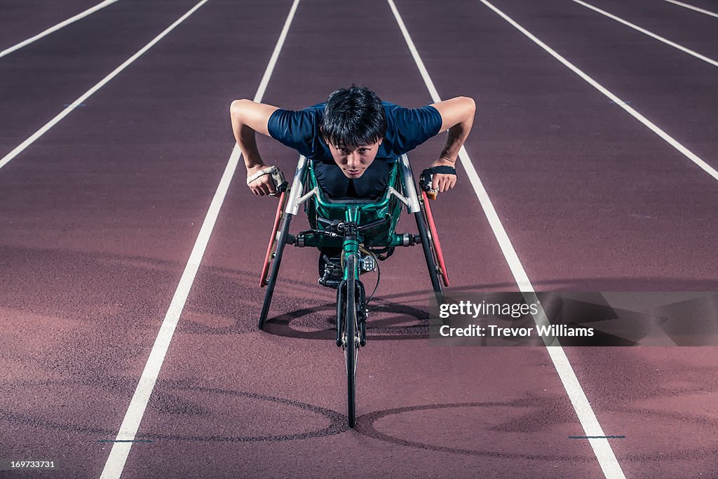 Wheelchair athlete racing