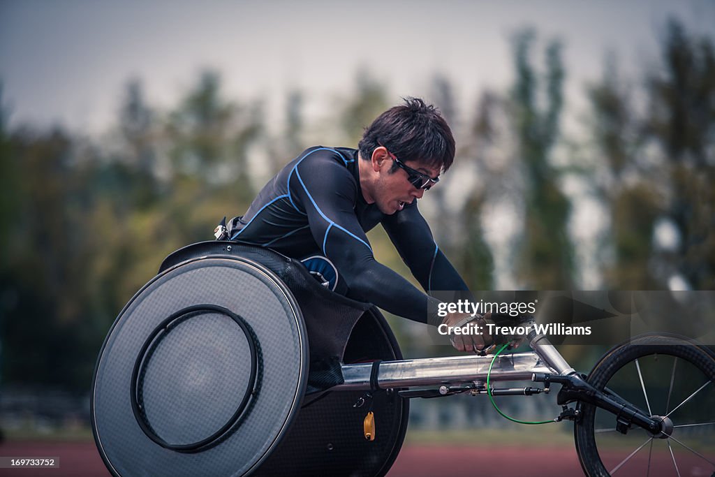 Wheelchair athlete racing