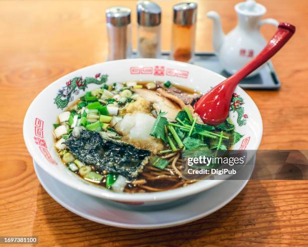 tartary buckwheat soba noodles served at restaurant in furano, hokkaido - tartary buckwheat stock pictures, royalty-free photos & images