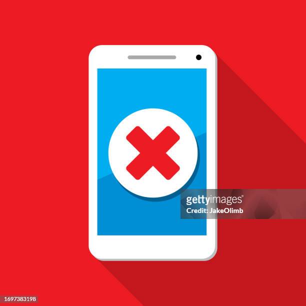 x smartphone icon flat - delayed sign stock illustrations