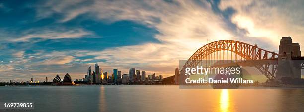 sydney harbour sunset panorama - オペラハウス ストックフォトと画像