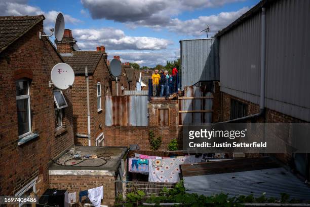 Wolverhampton Wanderers fans enter the away stand ahead of the Premier League match between Luton Town and Wolverhampton Wanderers at Kenilworth Road...