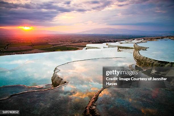 pamukkale pools - pamukkale stock pictures, royalty-free photos & images