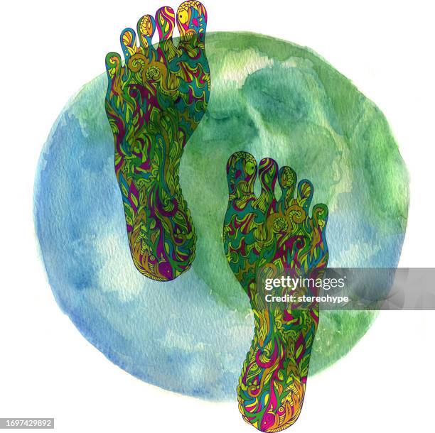 the earth walk - barefoot stock illustrations