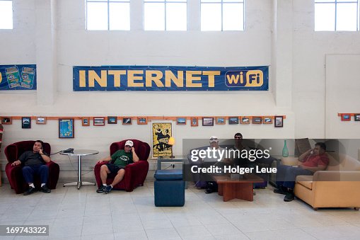 Crew members of cruise ship use internet and Wi-Fi Crew members of cruise ship use internet and Wi-Fi