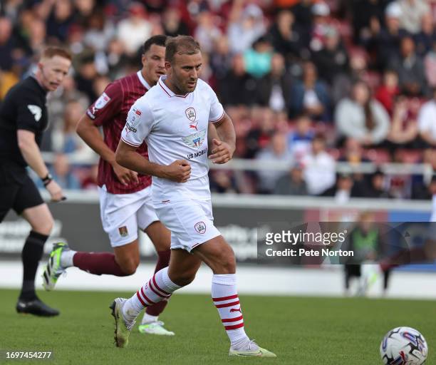 Herbie Kane of Barnsley in action during the Sky Bet League One match between Northampton Town and Barnsley at Sixfields on September 23, 2023 in...