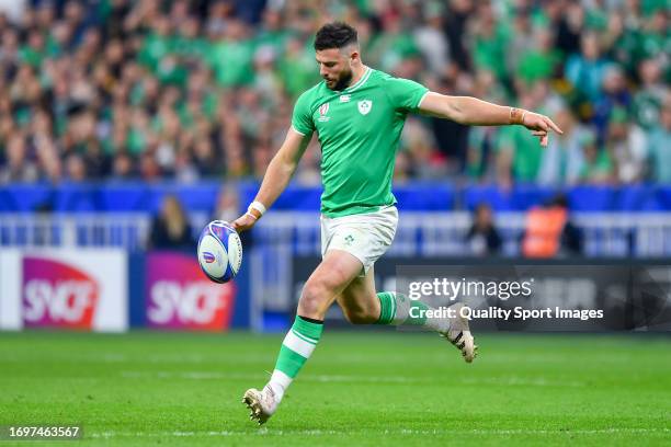 Robbie Henshaw of Ireland in action during the Rugby World Cup France 2023 match between South Africa and Ireland at Stade de France on September 23,...