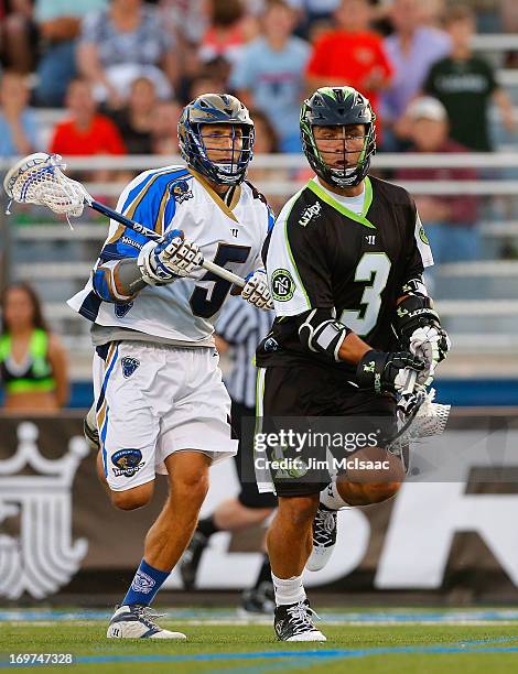 Rob Pannell of the New York Lizards in action against Casey Cittadino of the Charlotte Hounds during their Major League Lacrosse game at Shuart...