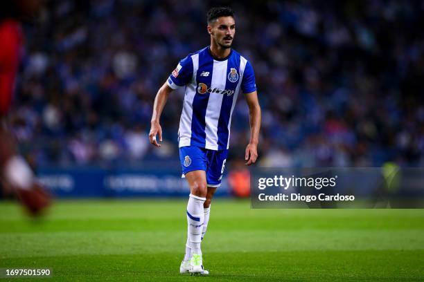 Stephen Eustaquio of FC Porto gestures during the Liga Portugal Bwin match between FC Porto and Gil Vicente at Estadio do Dragao on September 23,...