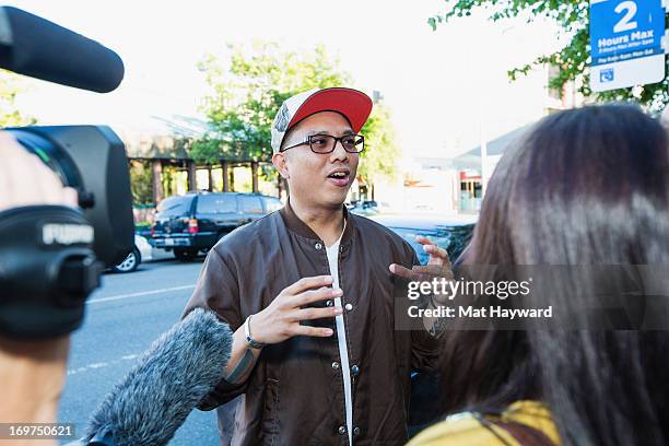 Geologic of Blue Scholars attends the world premiere of "The Otherside" during the Seattle International Film Festival at SIFF Cinema Uptown on May...