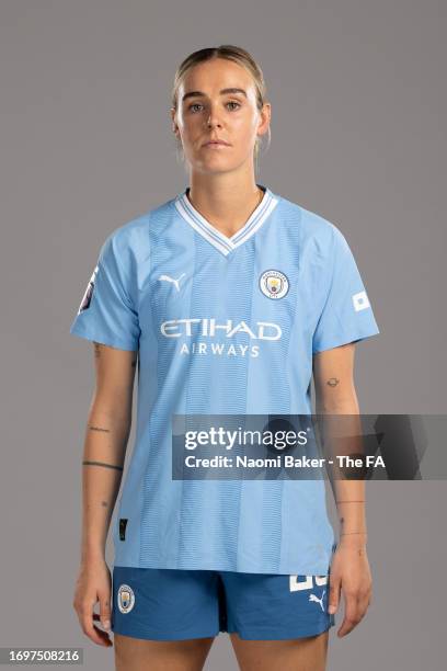 Jill Roord of Manchester City poses during the Super League Headshots 2023/24 portrait session on September 12, 2023 in Manchester, England.