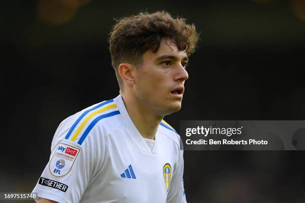 Daniel James of Leeds United during the Sky Bet Championship match between Leeds United and Watford at Elland Road on September 23, 2023 in Leeds,...