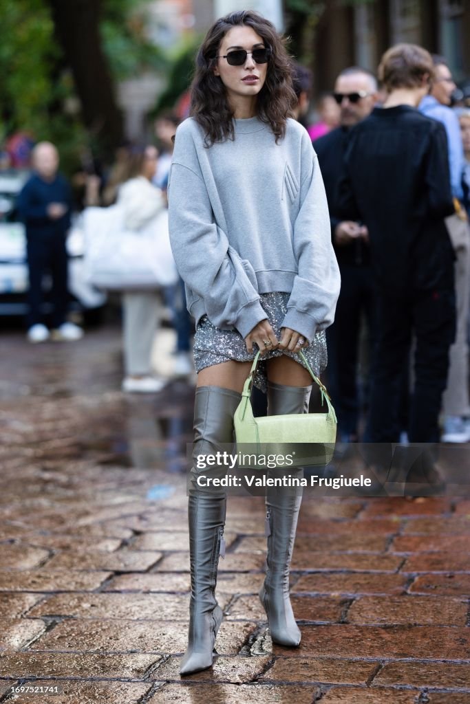 Street Style - Day 5 - Milan Fashion Week - Womenswear Spring/Summer 2024