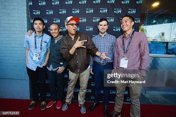 Vinny Dom, Terrence Santos, Geologic, Dan Torok and J.R. Celski attend the world premiere of "The Otherside" during the Seattle International Film...