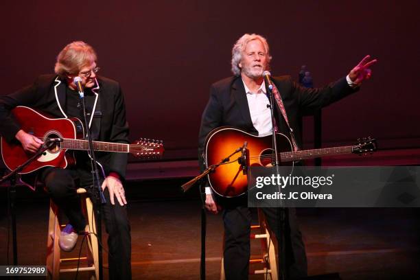 John Jorgerson and Chris Hillman perform on stage during Sonic Overdrive: Songs and Stories through the streets of Los Angeles at J. Paul Getty...