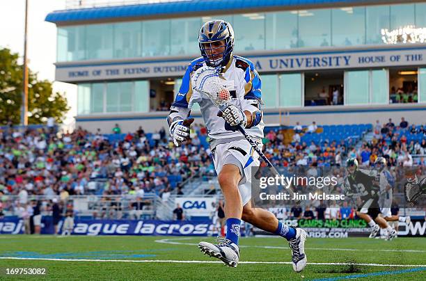 Casey Cittadino of the Charlotte Hounds in action against the New York Lizards during their Major League Lacrosse game at Shuart Stadium on May 31,...