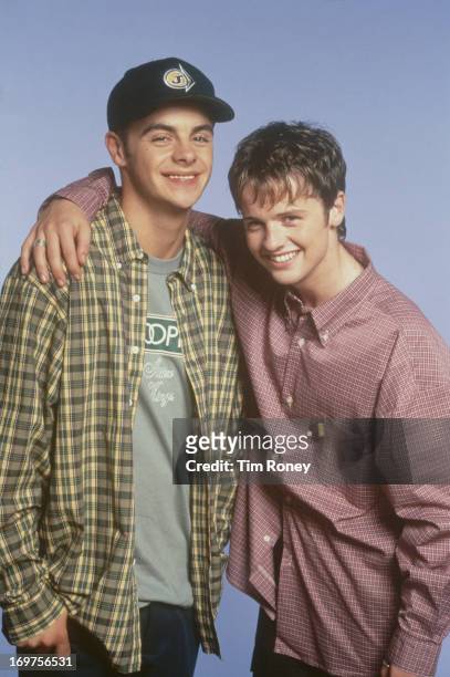 English television duo Ant & Dec, aka Anthony McPartlin and Declan Donnelly as pop duo PJ & Duncan, circa 1995.