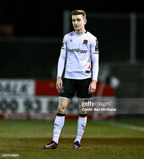 Louth , Ireland - 25 September 2023; Darragh Leahy of Dundalk during the SSE Airtricity Men's Premier Division match between Dundalk and Cork City at...