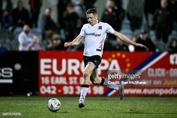 Louth , Ireland - 25 September 2023; Cameron Elliott of Dundalk during the SSE Airtricity Men's Premier Division match between Dundalk and Cork City...