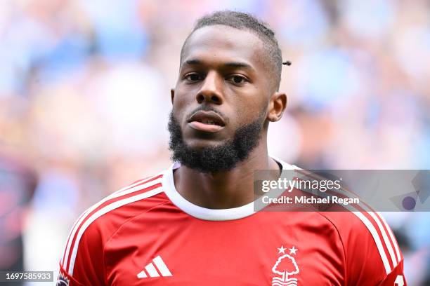 Nuno Tavares of Notts Forest looks on during the Premier League match between Manchester City and Nottingham Forest at Etihad Stadium on September...