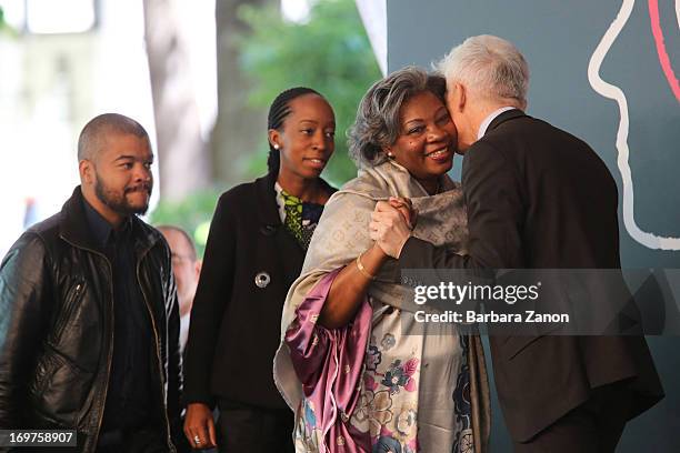 The minister of culture Rosa Cruz e Silva and italian minister Massimo Bray attend The 55th International Art Exhibition at Giardini on June 1, 2013...