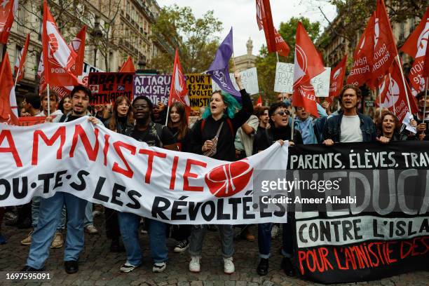 People march to denounce police violence on September 23, 2023 in Paris, France. On September 23, 2023 in Paris, France. Nearly one hundred parties,...