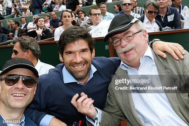 Sanofi Christopher Viehbacher, Founder of Atlantic Dinners Felix Marquardt and CEO Total Christophe de Margerie attend Roland Garros Tennis French...