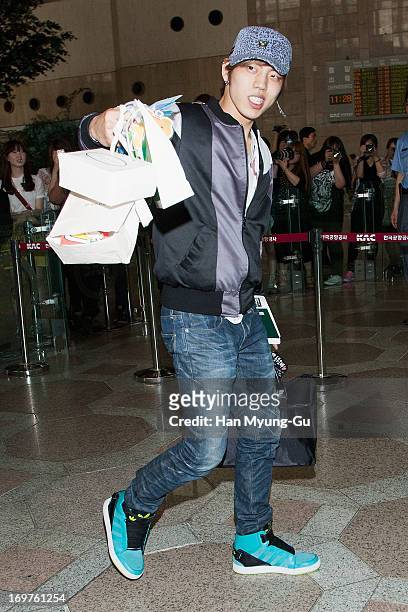 Dong Woo of South Korean boy band Infinite is seen on departure at Gimpo Airport on June 1, 2013 in Seoul, South Korea.