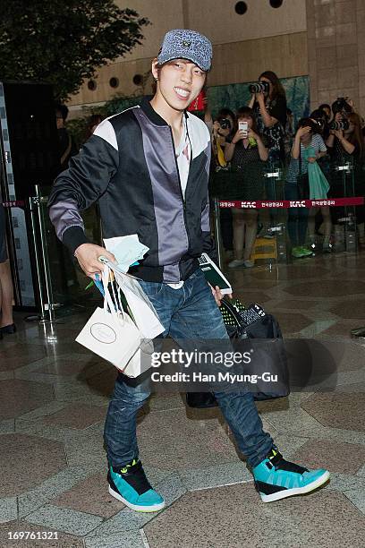 Dong Woo of South Korean boy band Infinite is seen on departure at Gimpo Airport on June 1, 2013 in Seoul, South Korea.