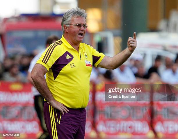 Head coach Guus Hiddink of FC Anzhi Makhachkala gestures during the Russian Cup Final match between FC Anji Makhachkala and PFC CSKA Moscow at the...